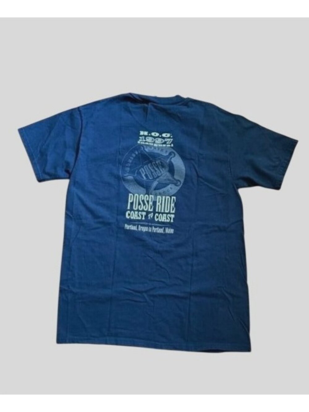 Harley-Davidson H.O.G. 1997 Posse Ride Navy Blue T-Shirt Coast To Coast Graphic - Picture 3 of 5